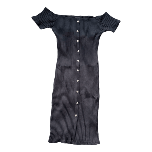 River Island black ribbed dress