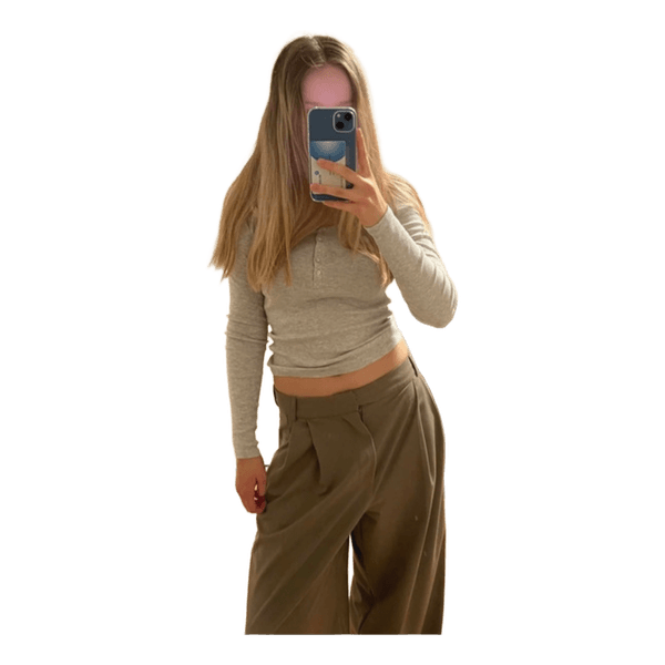 Grå langærmet henley top
