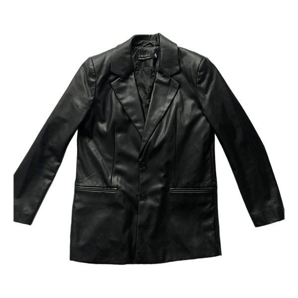 Black faux leather blazer