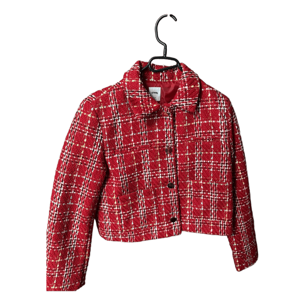 Red tweed cropped jacket