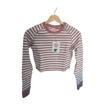 Vaaleanpunainen raidallinen crop top