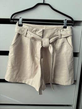 Beige faux leather shorts