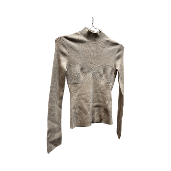 Maje Beige Ribbed Knit Top