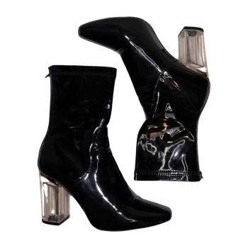 Black Patent Heeled Boots