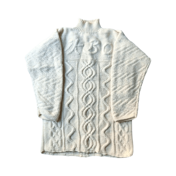Vintage 80s/90s Bik Bok Wool Chunky Knit Aran Sweater - Cream White - L
