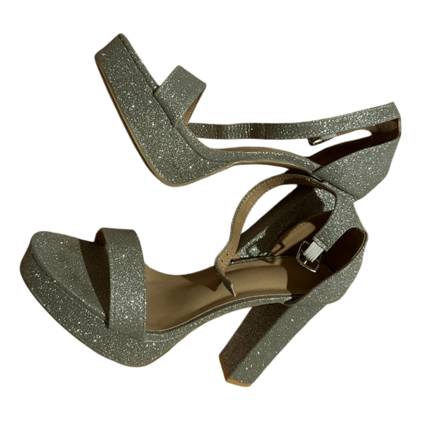 Silver glitter platform heels