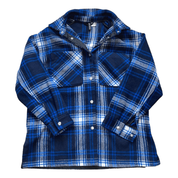 Blue plaid shirt jacket