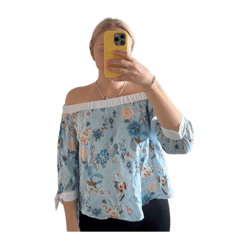 Off-shoulder kukkakuosinen pusero
