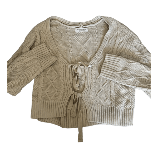 Beige cable knit cardigan