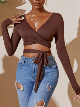 Criss cross tie waist top