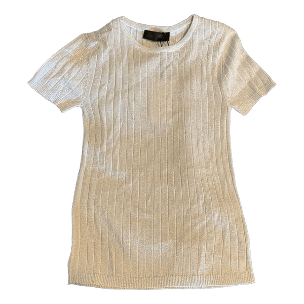 Sølv ribstrikket t-shirt