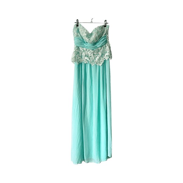 Turquoise lace evening dress