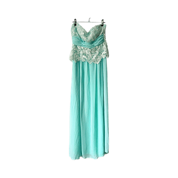 Turquoise lace evening dress