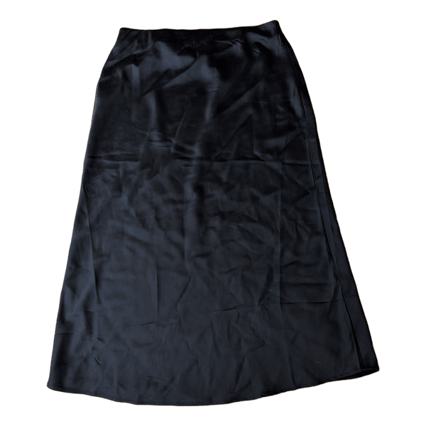 Sort satin nederdel