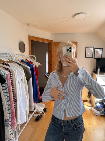 Blue striped shirt
