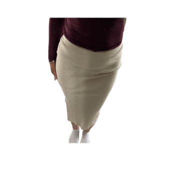 Beige lämmin ribbihame