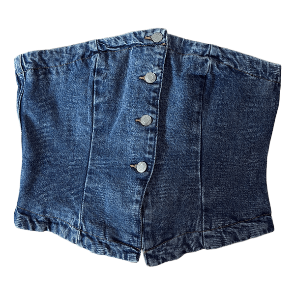 Blå stropløs denimtop