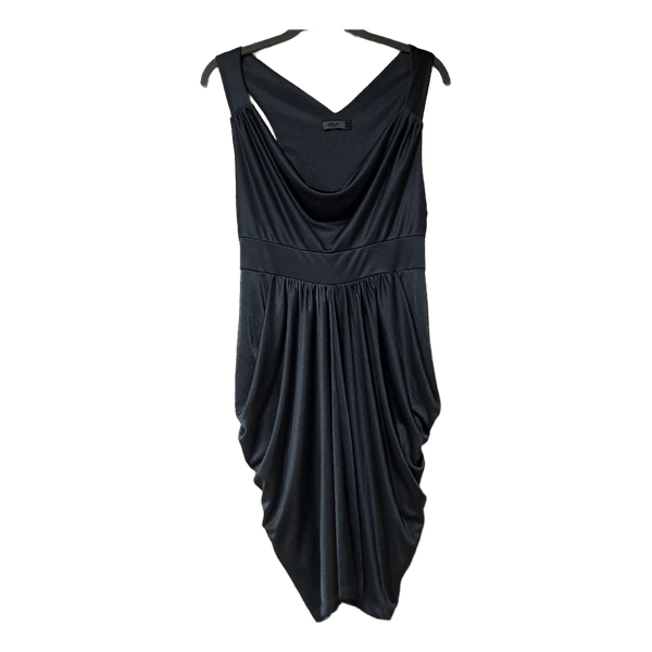 Black draped midi dress