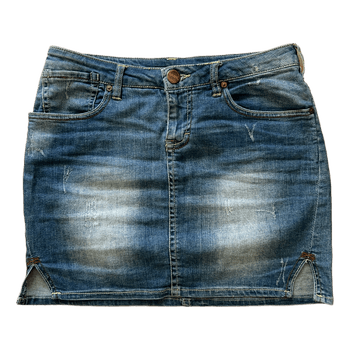 Blue denim mini skirt