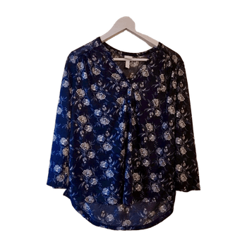 Navy floral blouse