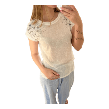 White beaded t-shirt