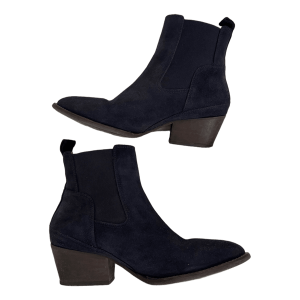 Navy suede ankle boots