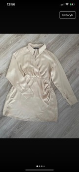 Beige satin mini dress