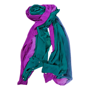 Multicolor chiffon scarf with pearls