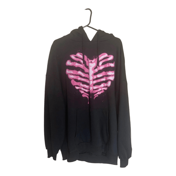 Black skeleton heart hoodie