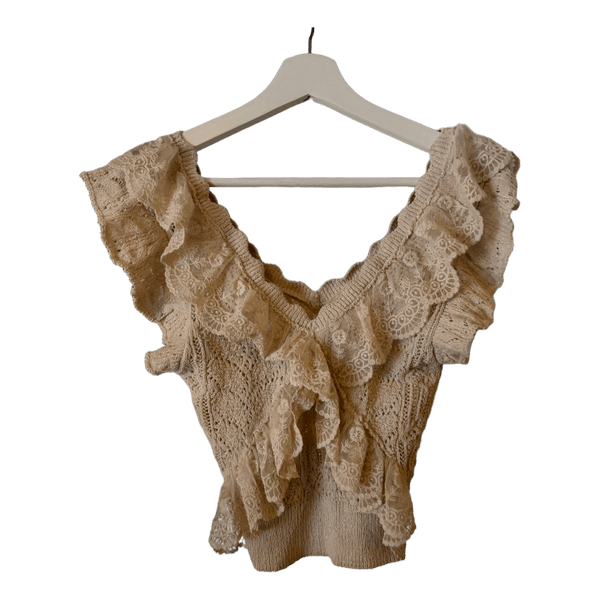 Beige striktop med blonder