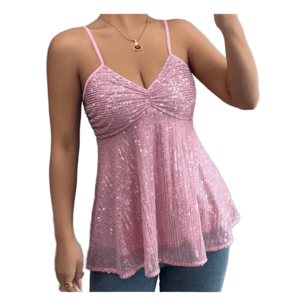 Pink sequin camisole top