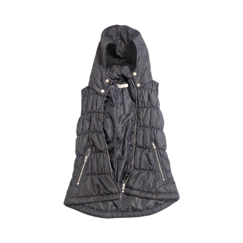 Black hooded puffer vest