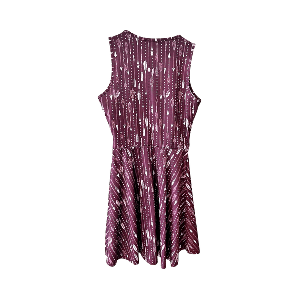 Maroon patterned sleeveless dress