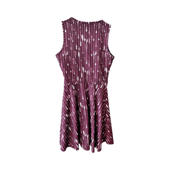 Maroon patterned sleeveless dress