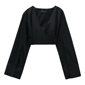 Black wrap crop top