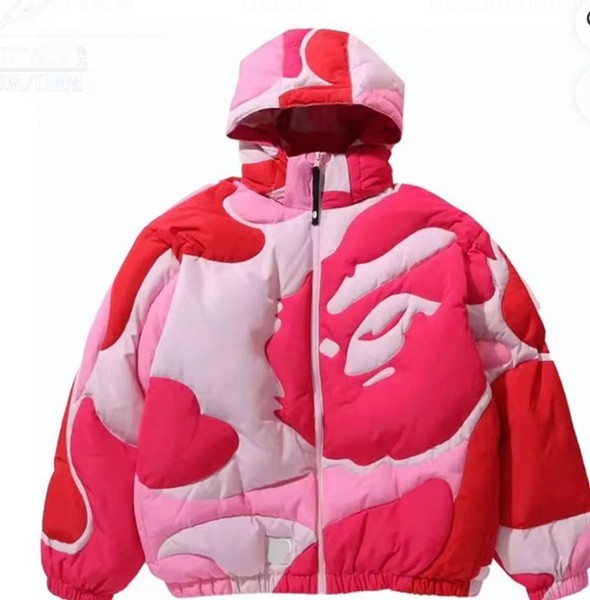 Pink camouflage puffer jacket