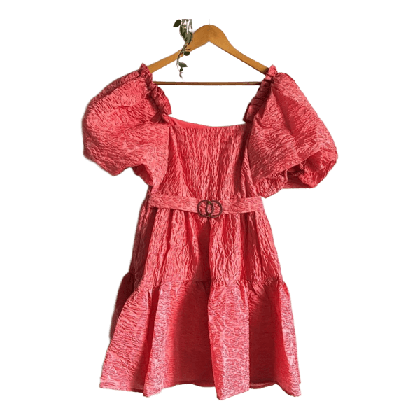 Pink textured mini dress