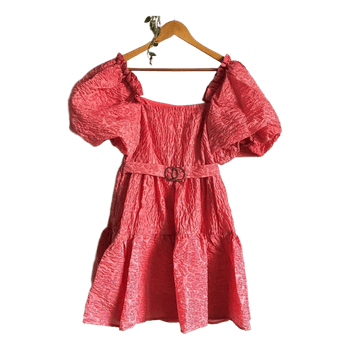 Pink textured mini dress