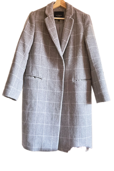 Grey checkered wool coat