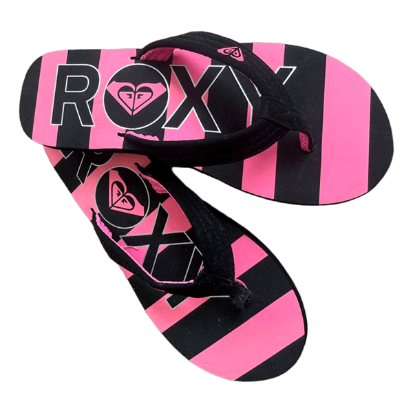 Roxy black pink flip flops