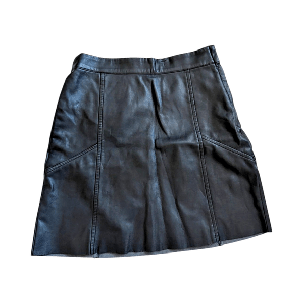 Black leather mini skirt