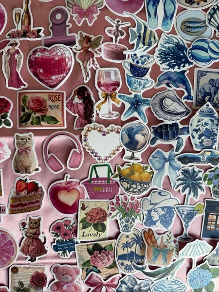 100 vintage stickers