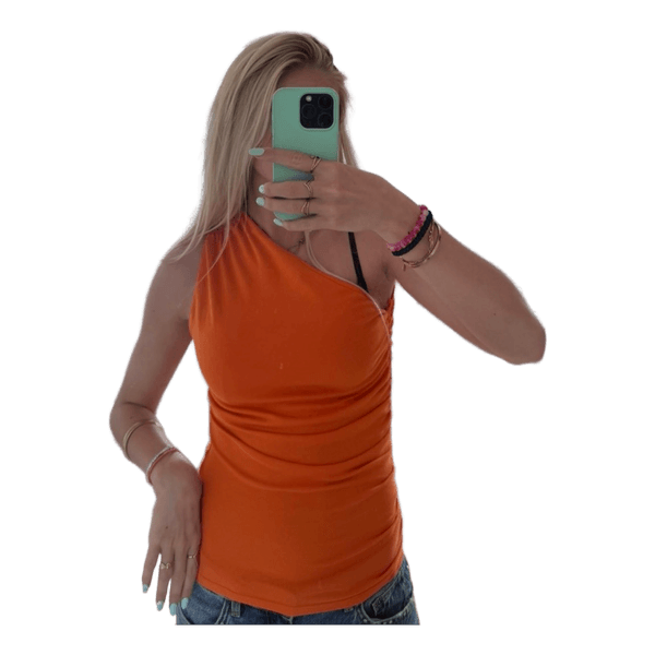 udgået zara Orange one-shoulder top