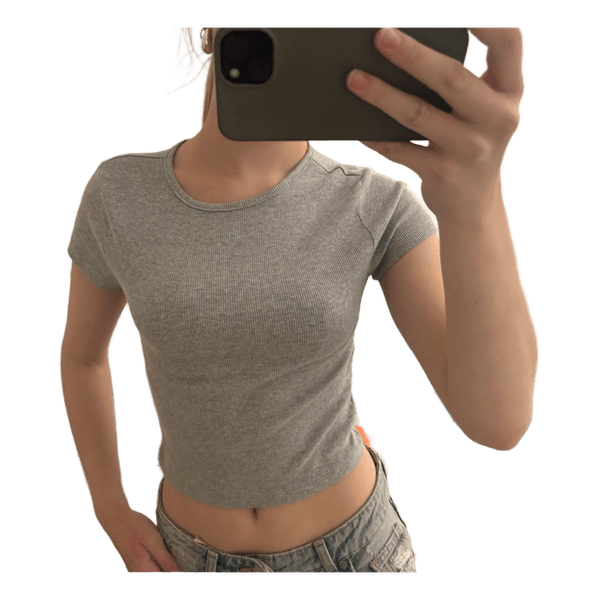 Grå ribbad t-shirt