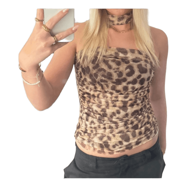 Zara leopardmønstret stropløs top