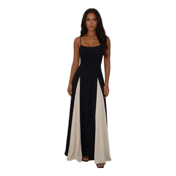Schwarz-weißes Maxikleid