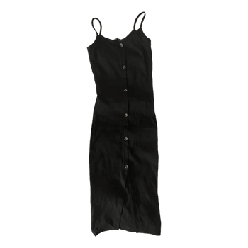 Black ribbed button dress