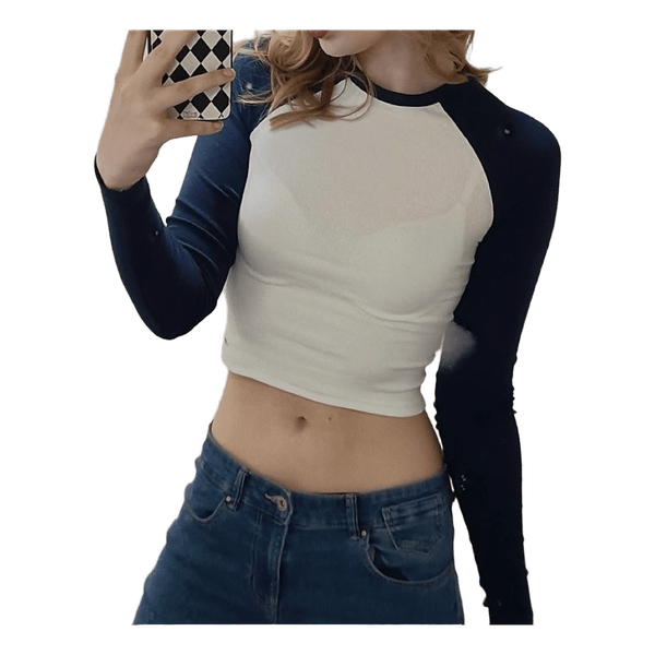 Valkoinen pitkähihainen crop top