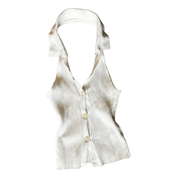 Zara White ribbed halter top