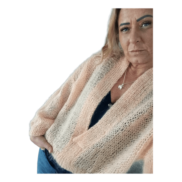 Megztas persikinis kardiganas